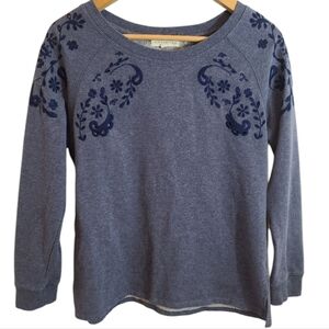 Retrology Women's Floral Blue Pullover Sweatshirt